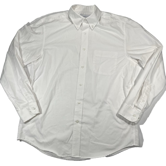 Saddlebred Easy Care Oxford Shirt Men's 16 34/35 White Button Down Long Sleeve * - Picture 1 of 9